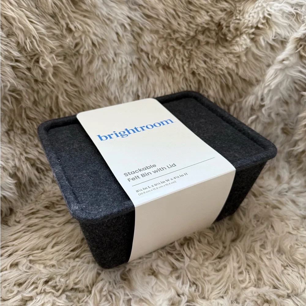 Brightroom Stackable Felt Bin with Lid in Dark Gray